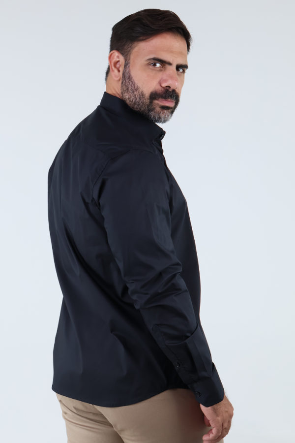 Camisa Negra de Vestir Manga Larga Slim Fit Casual Para Hombre